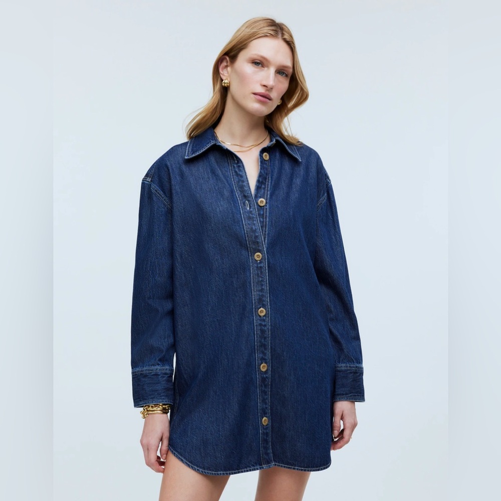 Madewell Denim Oversized Mini Shirtdress size M Medium NWT